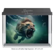 Lion Swimming Underwater Polyester Fish Tank Glass Backdrop Aquarium Background