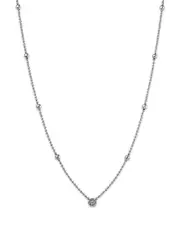 Roberto Coin 18K White Gold Alternating Bead Chain with Bezel Set Diamonds, 17