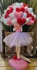 NEW Bella Lux Pink Ballerina Girl Woman Lady Holding Bouquet of Heart Balloons