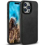 Tough On Tough Armor Carbon Fiber with MagSafe Phone Case for iPhone 15 Pro - Black