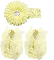 Wrapables Floral and Lace Keepsake Shoes and Headband Set, Size 12, Yellow