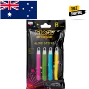 Glow Sticks 8 Pack Coloured Glows In The Dark Fun Friends Home Family Children*