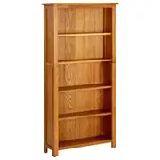 5-Tier Bookcase 70x22x140 cm Solid Oak Wood