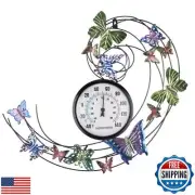 HOBYLUBY Butterfly Outdoor Thermometer, Metal Outdoor Wall Thermometer No Nee