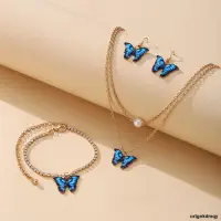 在飛比找露天拍賣優惠-Butterfly Pendant Jewelry Set 