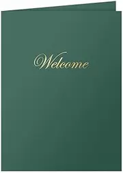 The Gallery Collection - 9 x 12 Welcome Pocket Folders, Gold Foil Stamped for HR Professionals, (25 Qty) - Green