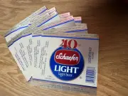 10 Ea Unused Schaefer Light Lager 40oz Beer Bottle Labels (25 To 30 Years Old)