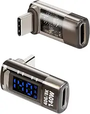 YANBORONSN 270 Degree USB C Power Meter with Digital Display, PD 140W USB C Adapter, Supports Voltage, Current and Power Detection, Male to Female for Phone, Laptops (2 Pack)