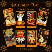 Halloween Tarot cards deck with Vintage images. 78 tarot cards.
