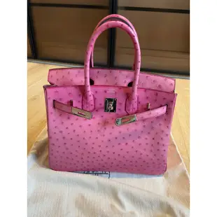 愛馬仕 HERMES Birkin 30 桃紅色 鴕鳥皮 特殊皮革 柏金包