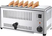6 Slice Long Slot Toaster, Stainless Steel 5 Gear Adjustment Compact Breadmaker Machines for Commercial Home, Can Choose 2/4/6-Slice Toast Mode