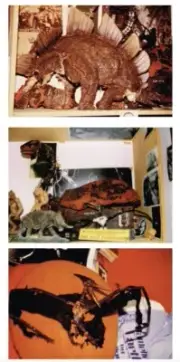 KING KONG 1933 F J ACKERMAN 3-PHOTO LOT DINOSAURS DISPLAY MODELS STEGOSAURUS ++