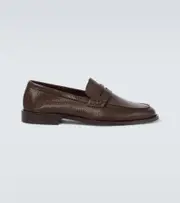 [Manolo Blahnik] Manolo Blahnik Perry leather penny loafers AU 6 brown