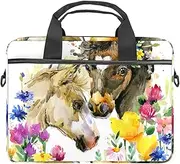 EGGDIOQ Cute Horse In Flowers Laptop Shoulder Messenger Bag Briefcase Messenger Notebook Sleeve with Handle for 13.4 Inch to 14.5 Inch Laptop