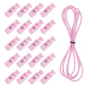 40 Pcs Double Hole Cord Locks with Elastic Cord, Light Purple