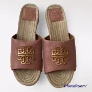 TORY BURCH Women’s Britten espadrille smooth leather in Pink Moon size 6