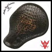 Spring Solo Seat Chopper Harley Sportster 12x13" Almost Black Alligator