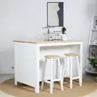 Kitchen Island and Stool Set Dining Table Bench Storage Cabinet Sideboard White