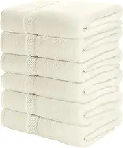 Utopia Towels [6 Pack Bath Towel Set, 100% Ring Spun Cotton (24 x 48 Inches) Medium Lightweight and Highly Absorbent Quick Drying Towels, Premium Towels for Hotel, Spa and Bathroom (Ivory) UT0576