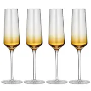 4PK Ladelle Prism 240ml Champagne Glass Stemmed Drinkware/Glassware Set Amber