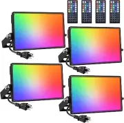 Onforu 4 Pack LED Flood Lights 20W RGB Remote Control Waterproof Color Changing
