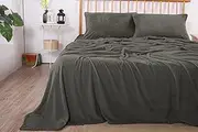 Ramesses Teddy Fleece Sheet Set, Queen, Charcoal