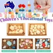 Toy Creative Wooden Colored Stacking Balancing Stone Building Blocks Xmas GiftCW