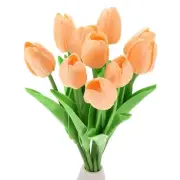 30pcs Tulips Artificial Flowers, Fake Tulip Stems Real Touch (Bright Pink)