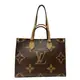 【二手名牌BRAND OFF】LOUIS VUITTON LV 路易威登 棕色 PVC塗層帆布 Onthego MM 托特 兩用包 M45321