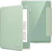 THRAU Case for 6" All-New Kindle 2024/2022 (11th Gen) – Ultra Clear Soft Flexible Transparent TPU Back Cover Light Shell with Auto Wake/Sleep for Kindle Basic, Agave Green