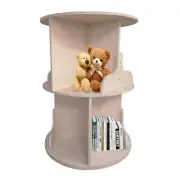 Two-tier Round Bookshelf Wooden Bookcase Book Read-A-Round, Natural Finish 18540