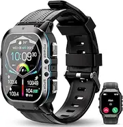 OUKITEL BT20 Military Smart Watch for Men Women, 50M Waterproof Rugged Fitness Tracker, Bluetooth Call, Voice Assistant, 1.96 Inch Touchscreen, 100+ Sports Modes, 24H Health Monitor, for iOS/Android,