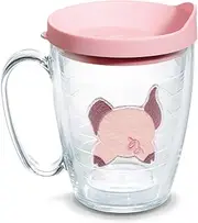 [Tervis] 1133494 Front & Back Pig Insulated Tumbler with Emblem and Pink Lid, 16oz Mug, Clear