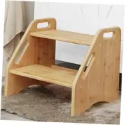 Wooden Step Stool, Two Step Stools Toddler 300 lbs Capacity with Natural