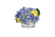 Glamorous Fusion Hydrangea & Ranunculus Mixed Artificial Fake Plant Flower Decorative Arrangement 23cm In Glass