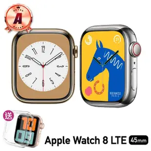 【Apple】A 級福利品 Apple Watch S8 LTE 45mm(不鏽鋼錶殼/保固6個月/贈矽膠錶帶+矽膠錶殼)