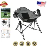 Lightweight Foldable Rocking Chair with Ergonomic Design and Cup Holder – 350lbs