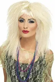 Smiffys 80s Trademark Crimp Wig with Fringe - Blonde