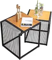 Set of 2 Modern Nesting Tables, Tea Table, Sofa Tables, Wood Coffee Tables, Metal Frame Pedestal Tables/a Feito na China Comfortable Anniversary