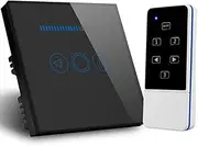 Touch Dimmer Switch UK Standard Crystal Touch Glass Remote Control Light Smart Switch (Black)