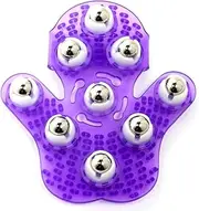 Deep Tissue Massage Roller Glove for Neck, Chest, Foot, Hamstrings, Thighs, and Full Body Care 9 360-degree-roller Metal Roller Ball Beauty Body Care (Purple)