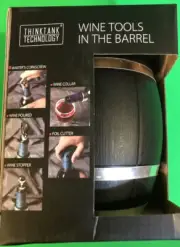 Think Tank Technology 5pc Wine Opener & Tool Set with Wine Barrel Storage Case