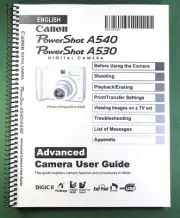 Canon PowerShot A540 A530 Instruction Manual: 139 Pages & Protective Covers!