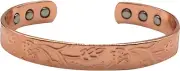 Magentic Pure Copper Cuff Bracelet for Women Vintage Flower with Magnets...