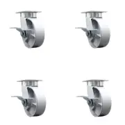 6 Inch Kingpinless Semi Steel Wheel Swivel Caster Set with Brake and Swivel Lock
