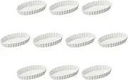 Set of 10, White Oval Oval 7 Pie Plates, 7.2 x 4.7 x 1.2 inches (18.4 x 12 x 3 cm) | Pie Plate, Ceramic, Setomonohonpo