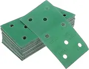 X AUTOHAUX Sandpaper Hook & Loop Sanding Sheets 7.09Inch x 3.74Inch Green 50 Pcs P400 Rectangular Flocking 8 Hole Efficient Grinding and Polishing
