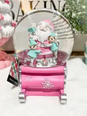Santa Clause Elves Pink Sleigh Snowglobe Snow Globe Pinkmas Christmas New Decor