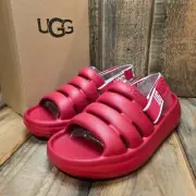 WOMENS US 8 UGG SPORT YEAH SLIDE WATERPROOF SLINGBACK SANDAL ~ SAMBA RED