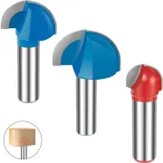 3Pcs Shank Round Nose Cove Core Box Router Bit Cutter for Woodworking··